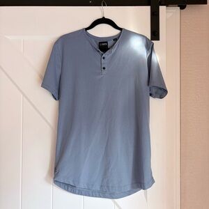 Men’s Henley T-Shirt Blue Short Sleeve Size L CUTS brand